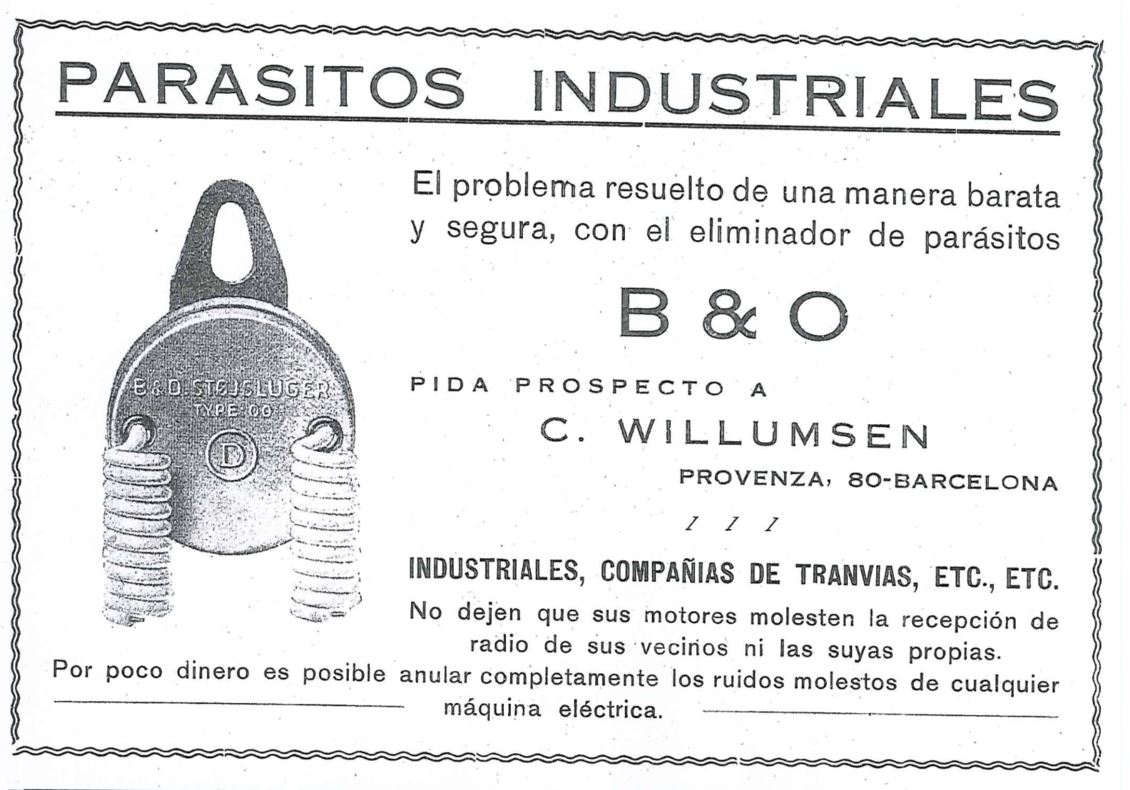 Anuncio España B&O reductor ruido en revista Antena . Febrero 1933