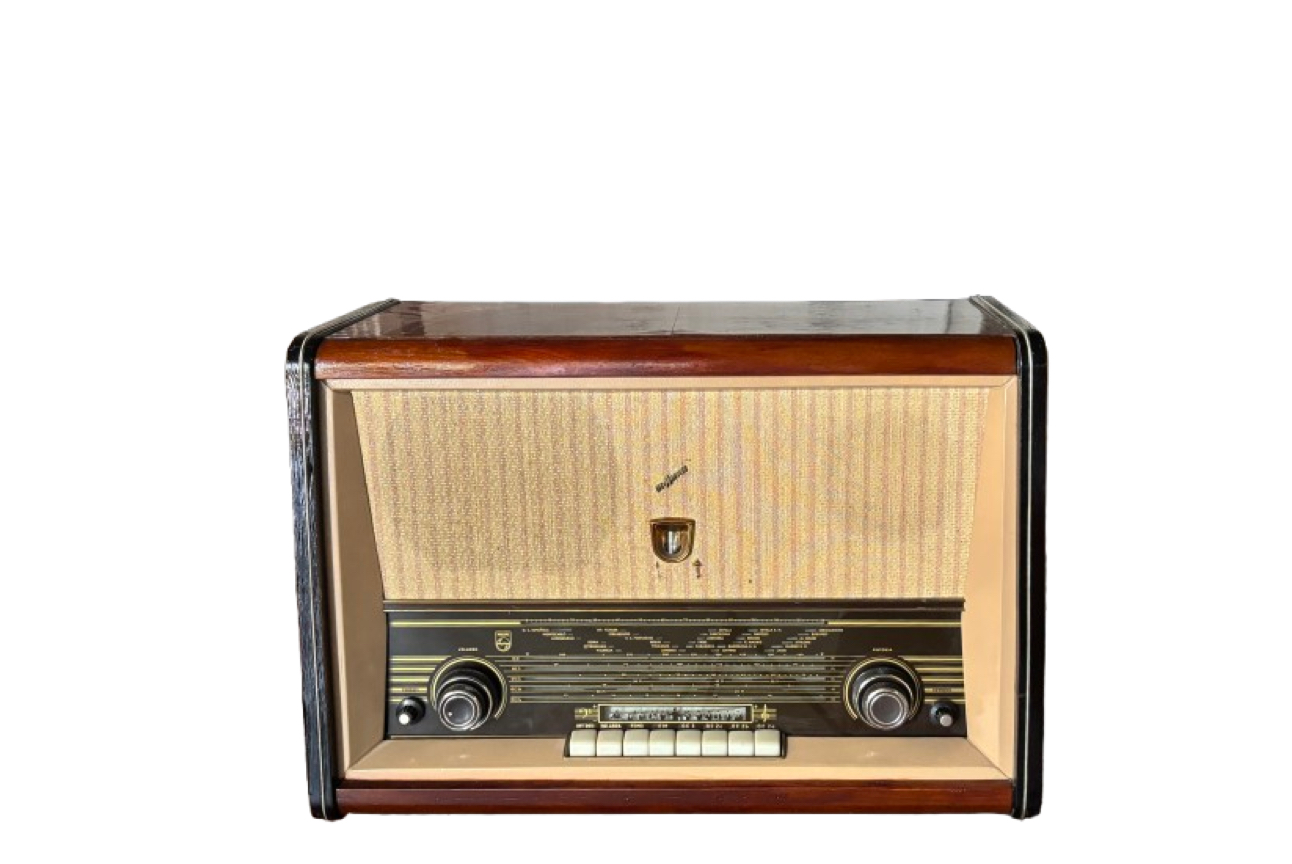 5 – Radio de válvulas Philips B6E72A  de 1957  (con bluetooth auxiliar). Restaurada.